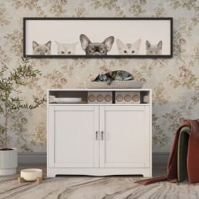 Litter Box Enclosure, Cat Litter Box Furniture with Hidden Plug, 2 Doors,Indoor Cat Washroom Storage Bench Side Table Cat House