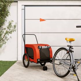 Pet Bike Trailer Orange and Black Oxford Fabric, Iron, PVC Small