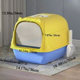 Fully Enclosed Cat Litter Box With Hood And Handle Durable With Flap On Front (Option: HAND YELLOW)