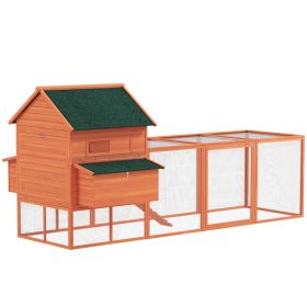 137" Wooden Chicken Coop for 4-6 Chickens, Backyard, Orange (Option: Orange-1040x185x920 mm)