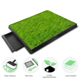 Dog Toilet Indoor Puppy Training Pad, Dog Potty Pet Training Grass Mat, Removable Waste Tray For Easier Clean Up, Artificial Turf, 25'X20' (Option: Defaulttitle)