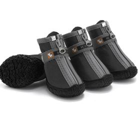 Non Slip Dog Shoes Warm Plush Lining Breathable Pet Boots for Paw Protection (Color / Size: black / 5 Fit width4.5-4.7cm)