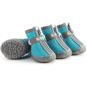 Non Slip Dog Shoes Warm Plush Lining Breathable Pet Boots for Paw Protection (Color / Size: Lake blue / 1 Fit width2.5-2.7cm)